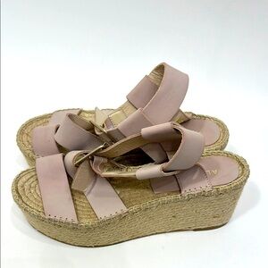 Alohas Lucia Pink Espadrille Platform Leather Sandals size 40